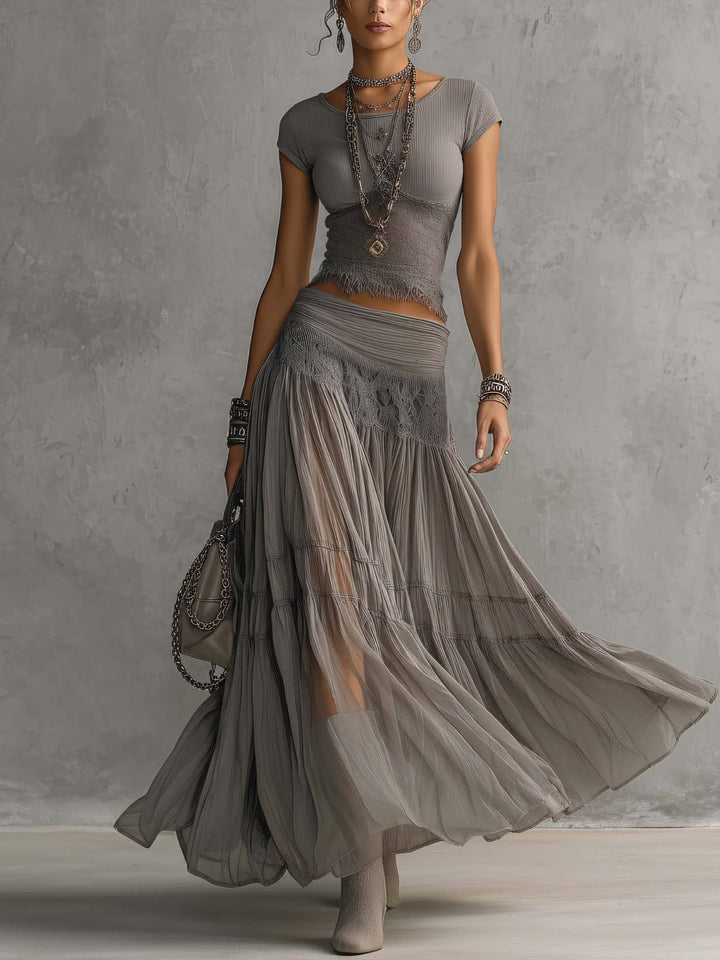 Nimara – ensemble de jupe plissée en chiffon