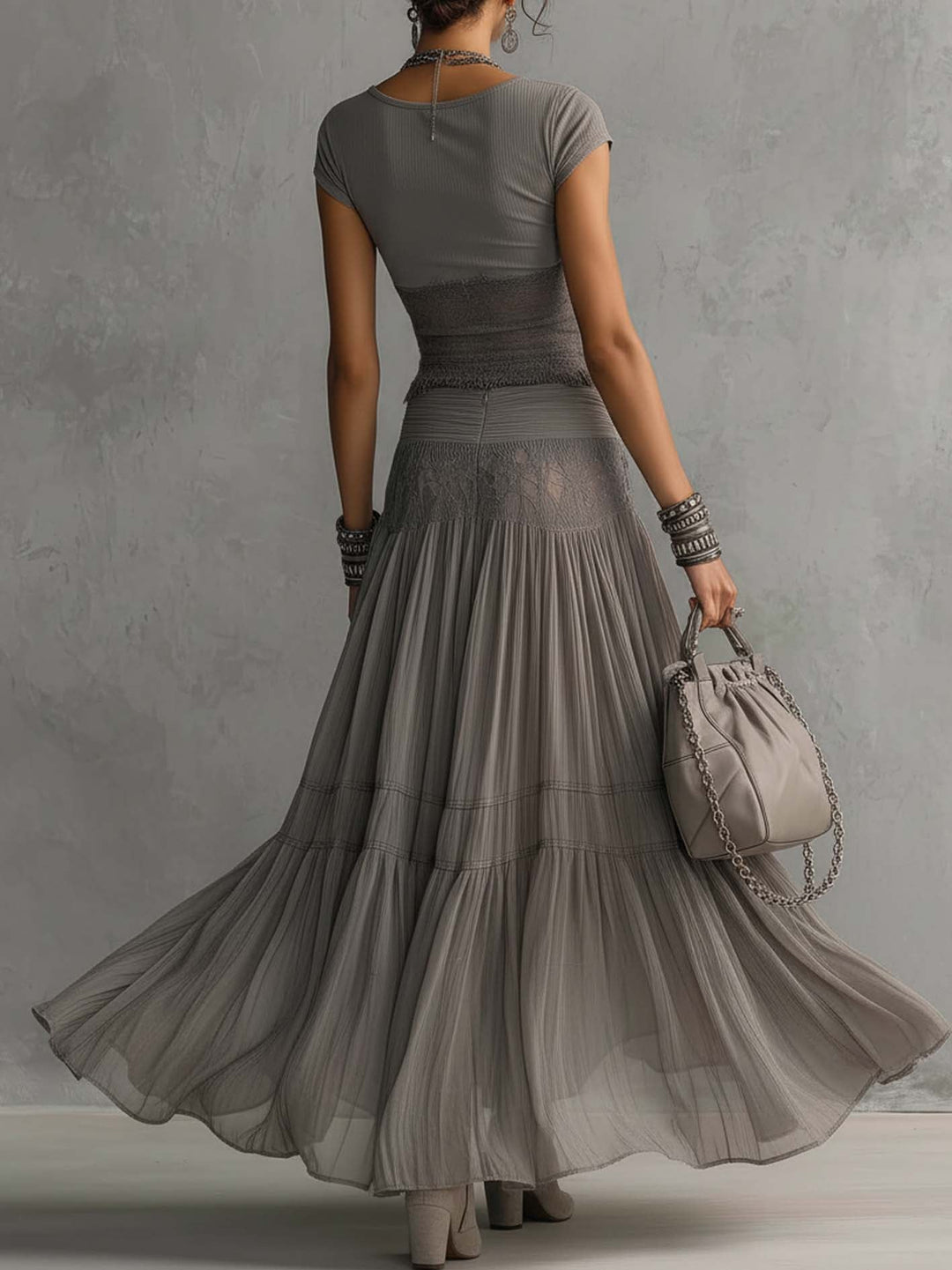 Nimara – ensemble de jupe plissée en chiffon