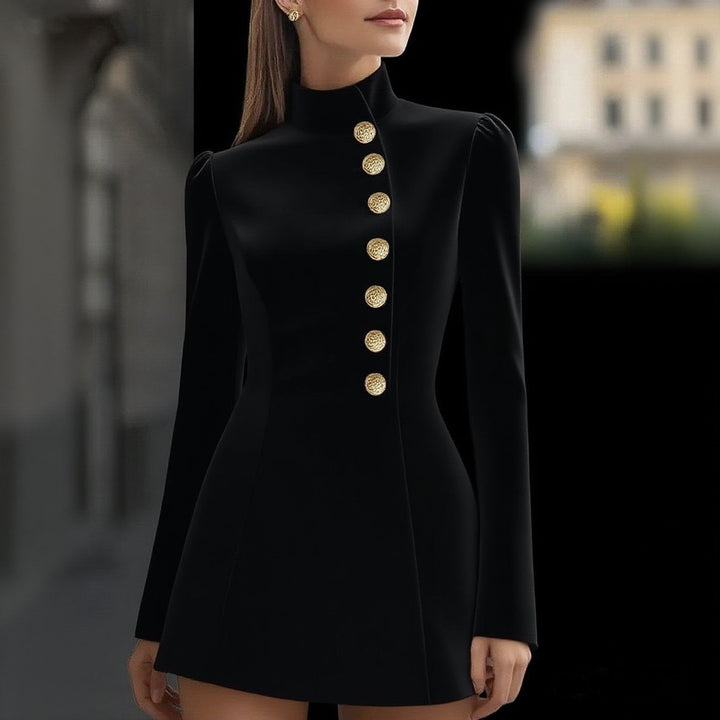 Velira – robe en tissu tailleur tissé à col montant