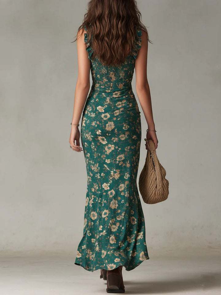 Ilyara – fente latérale, motifs floraux, robe
