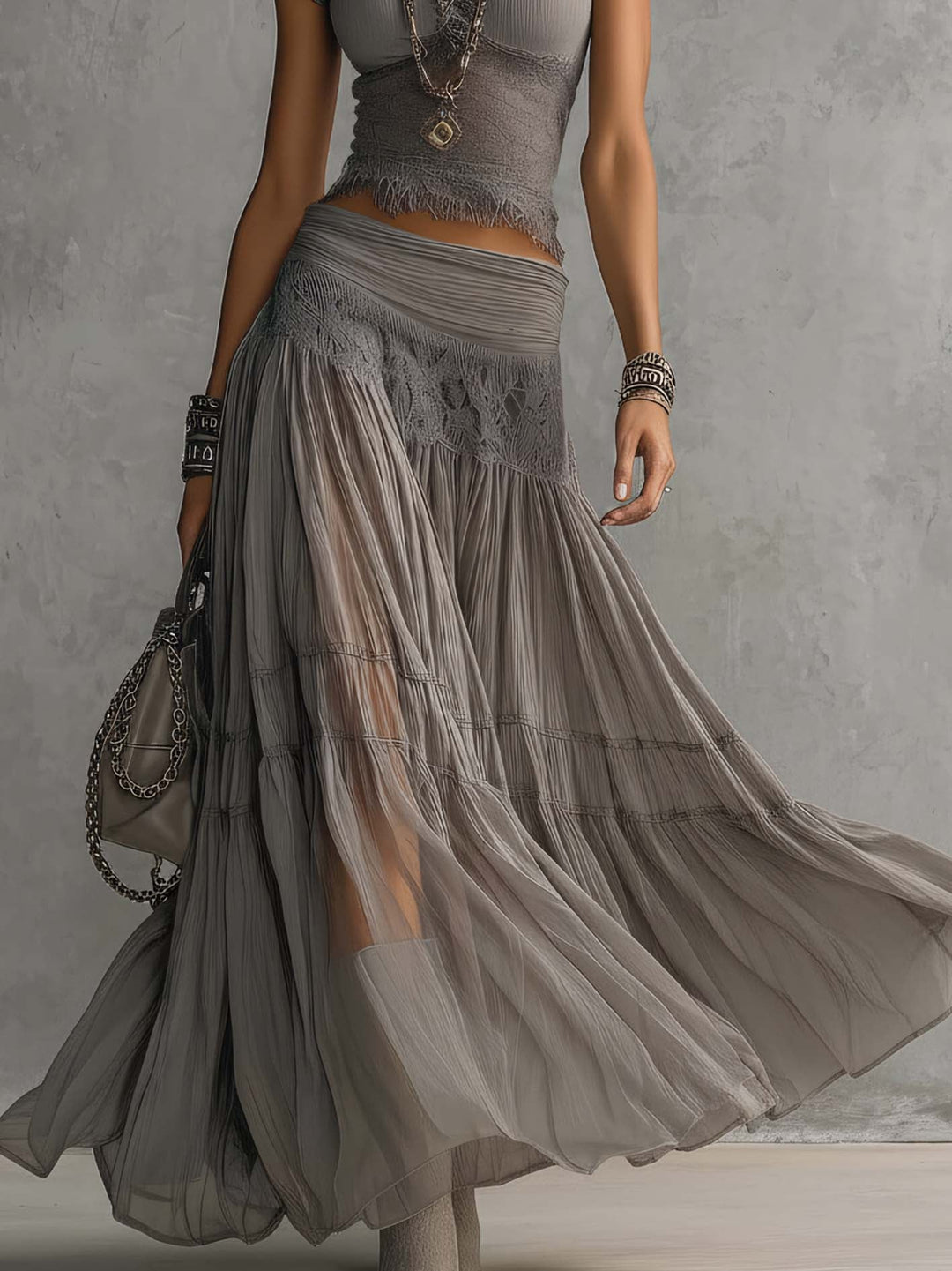 Nimara – ensemble de jupe plissée en chiffon