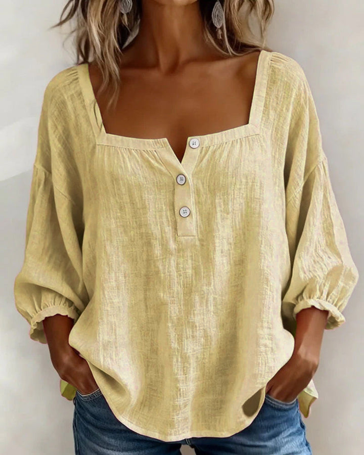 Sivara – décolleté carré en mélange coton-lin, blouse