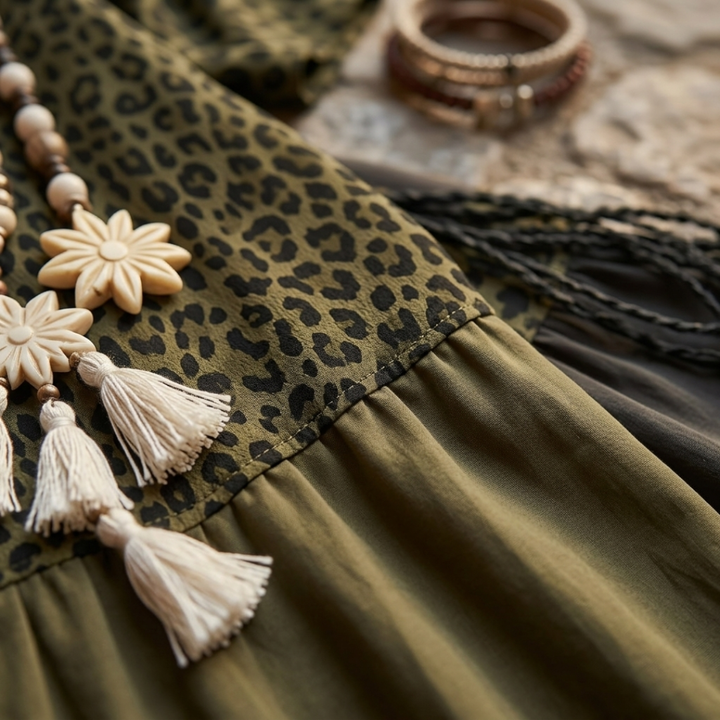 Relina – robe maxi bohème tissée à volants