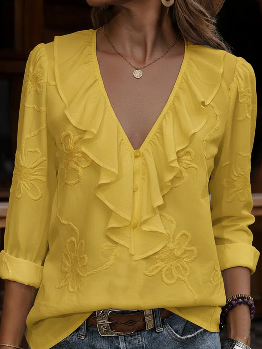 Virela – Chemise en coton brodée à fleurs