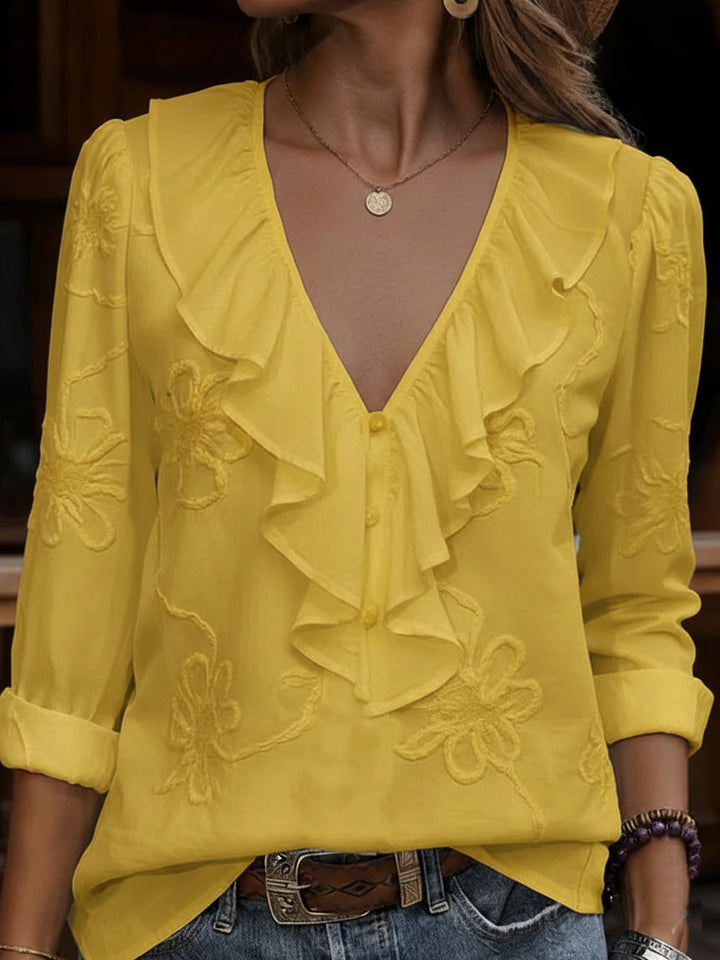 Virela – Chemise en coton brodée à fleurs