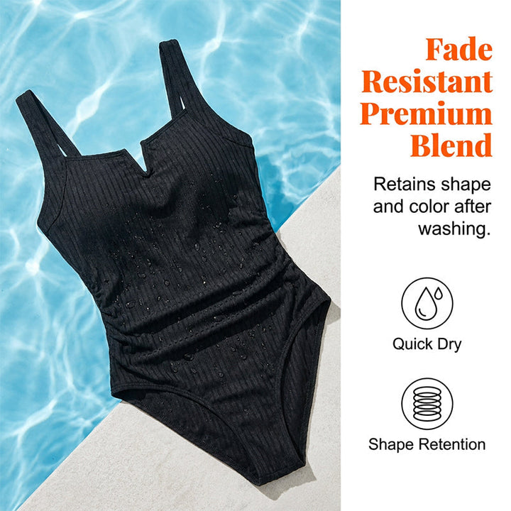 Vesara – Froncé devant en maille côtelée, maillot de bain une pièce