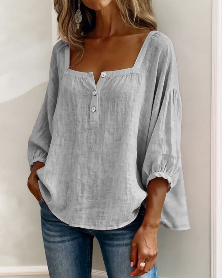 Sivara – décolleté carré en mélange coton-lin, blouse
