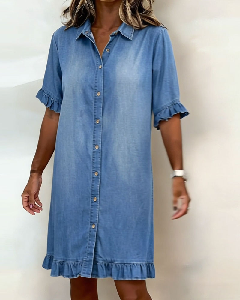 Kiraya – Robe en jean à manches volantées
