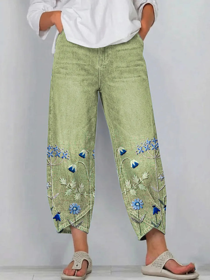 Anvera – pantalon en coton brodé