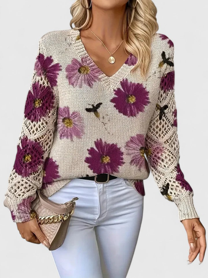 Rivena – pull col V en maille fine