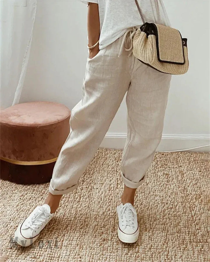 Mevra – pantalon droit en lin-coton