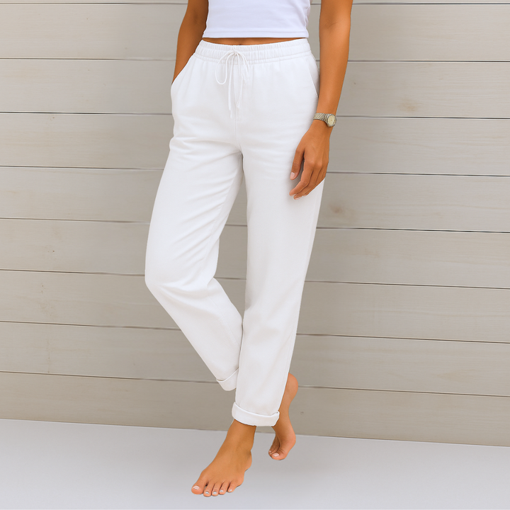 Nivara – Pantalons en lin à taille élastique