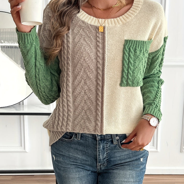 Nireva – blocs de couleur, maille torsadée, pull