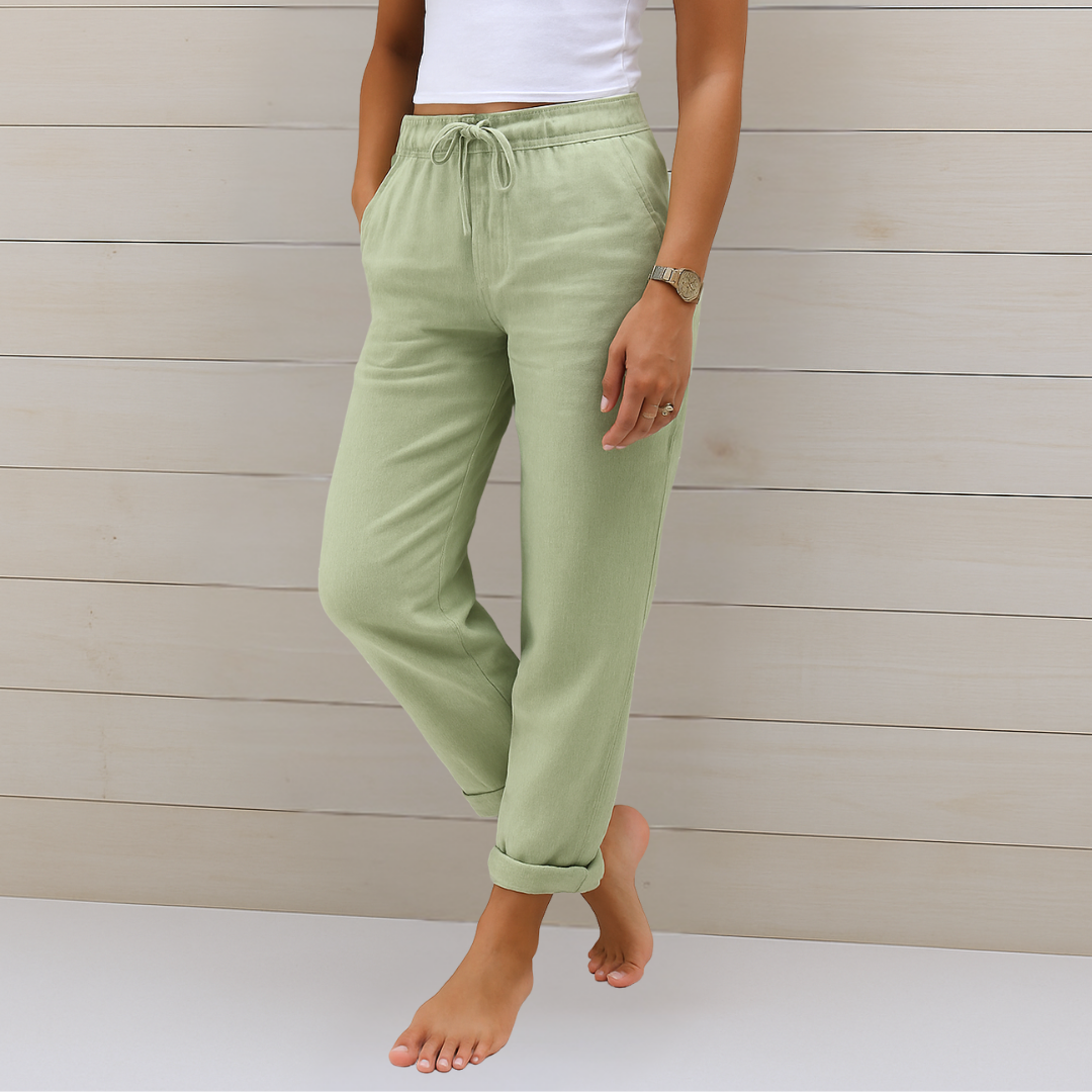 Nivara – Pantalons en lin à taille élastique