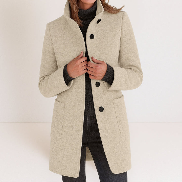 Velora – Manteau en laine mélangée à col montant