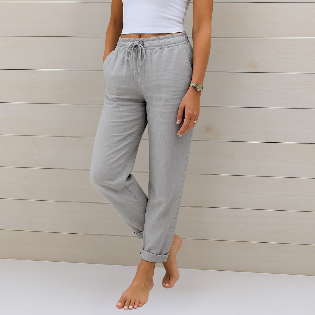Nivara – Pantalons en lin à taille élastique