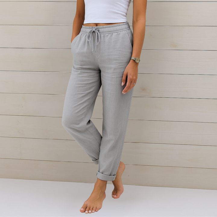 Nivara – Pantalons en lin à taille élastique
