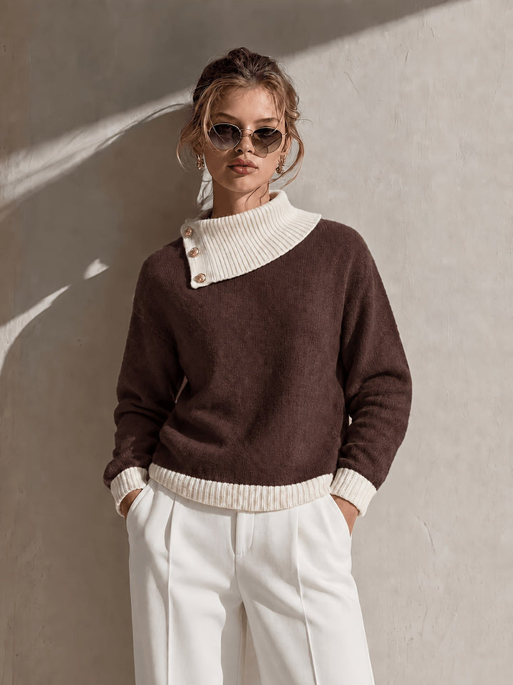 Calira – Pull en tricot à col asymétrique