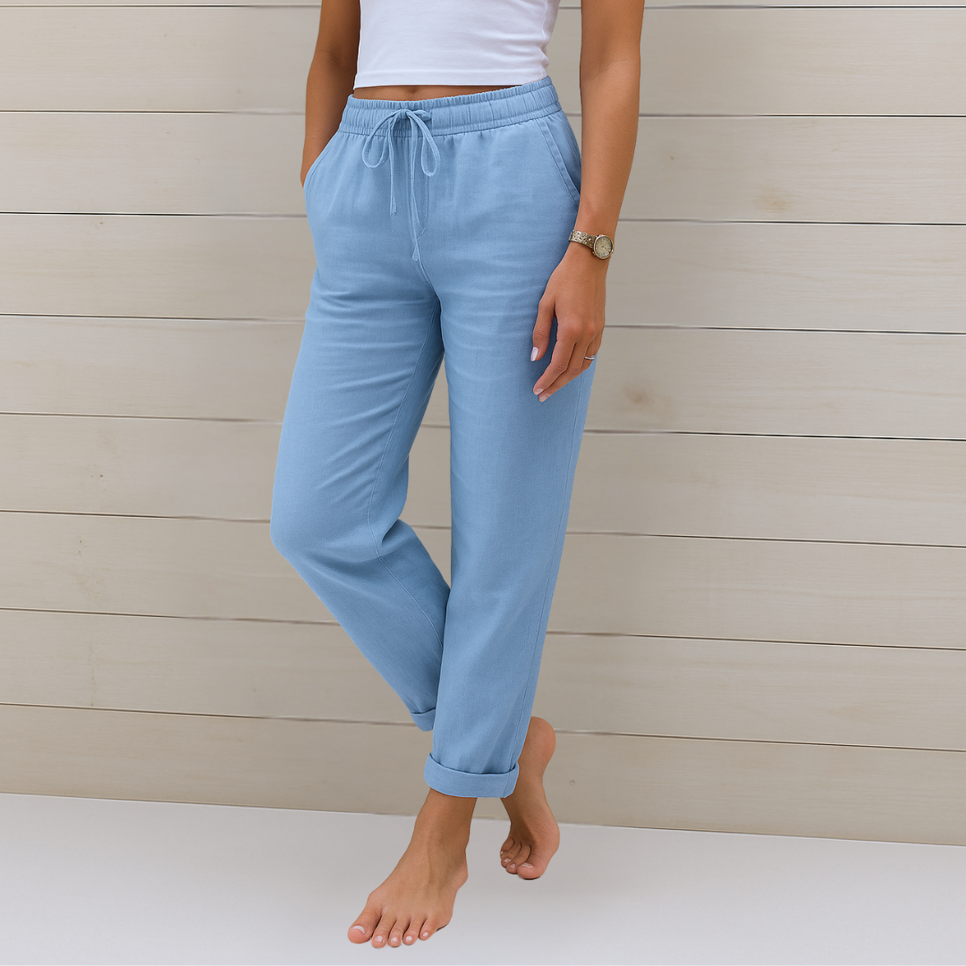 Nivara – Pantalons en lin à taille élastique
