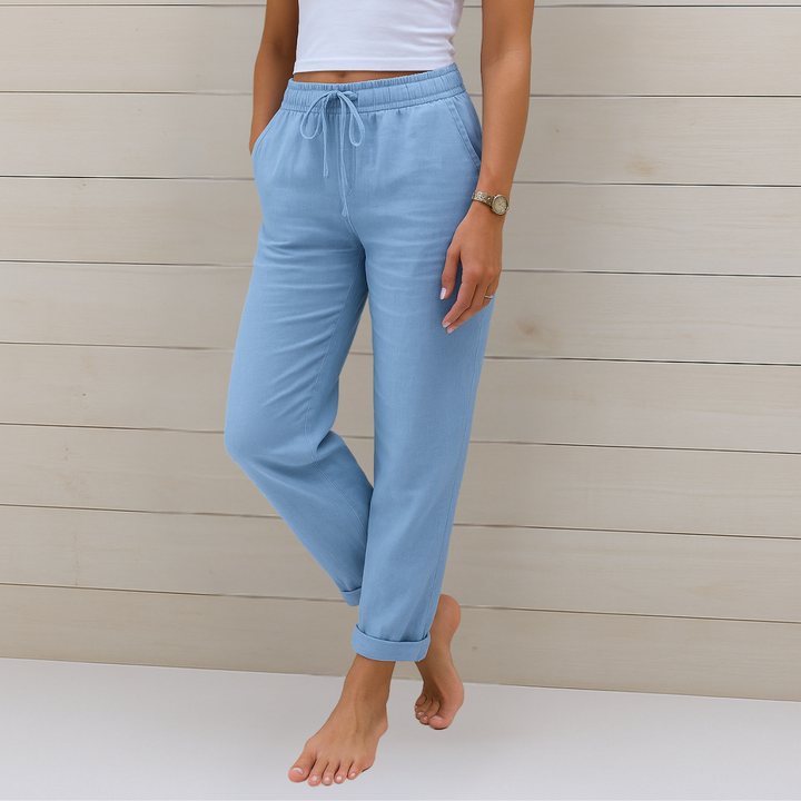 Nivara – Pantalons en lin à taille élastique
