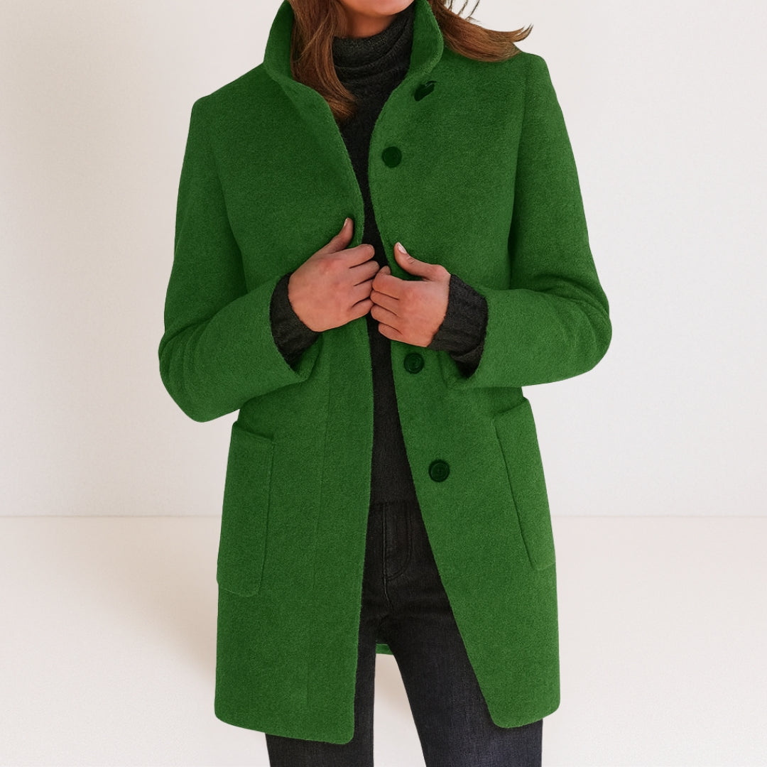 Velora – Manteau en laine mélangée à col montant