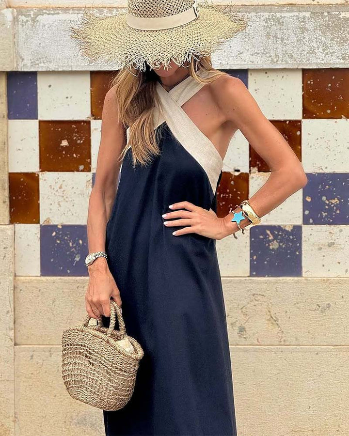 Seriva – robe tissée à encolure croisée