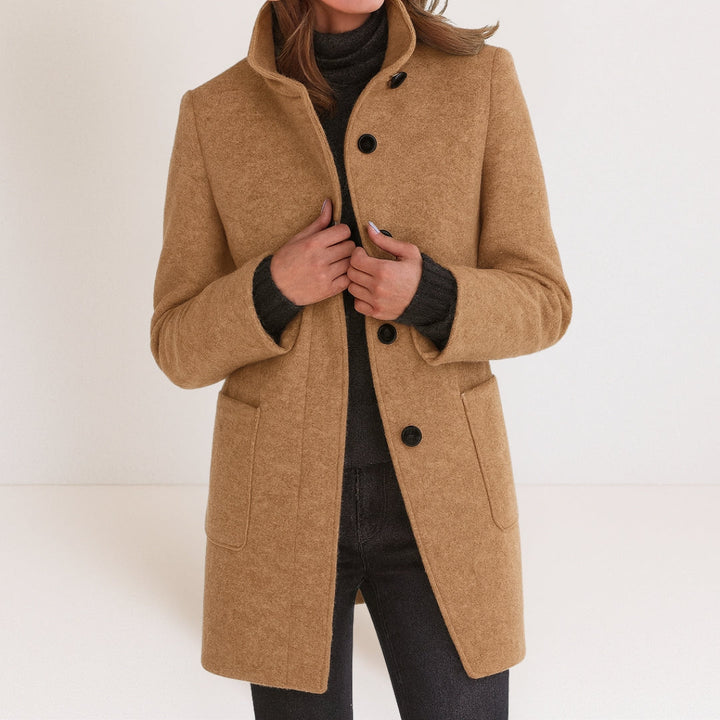 Velora – Manteau en laine mélangée à col montant