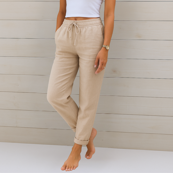 Nivara – Pantalons en lin à taille élastique