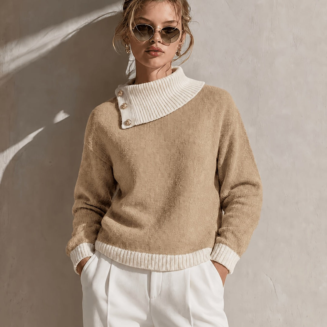 Calira – Pull en tricot à col asymétrique