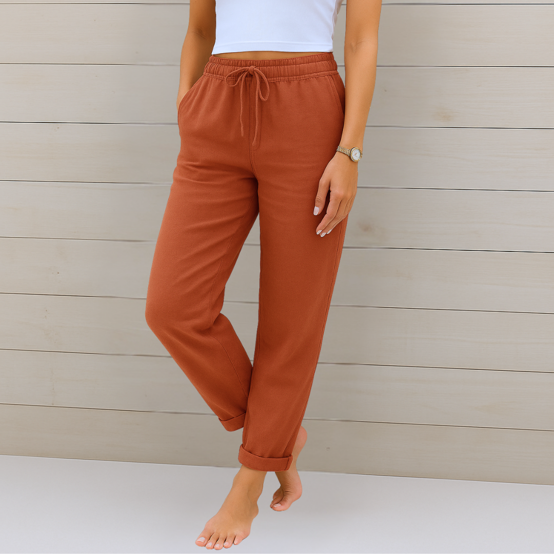 Nivara – Pantalons en lin à taille élastique