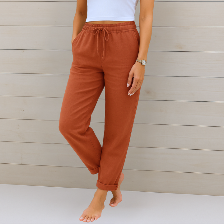 Nivara – Pantalons en lin à taille élastique
