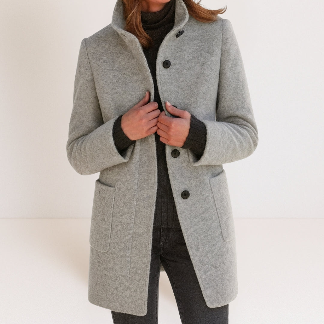 Velora – Manteau en laine mélangée à col montant