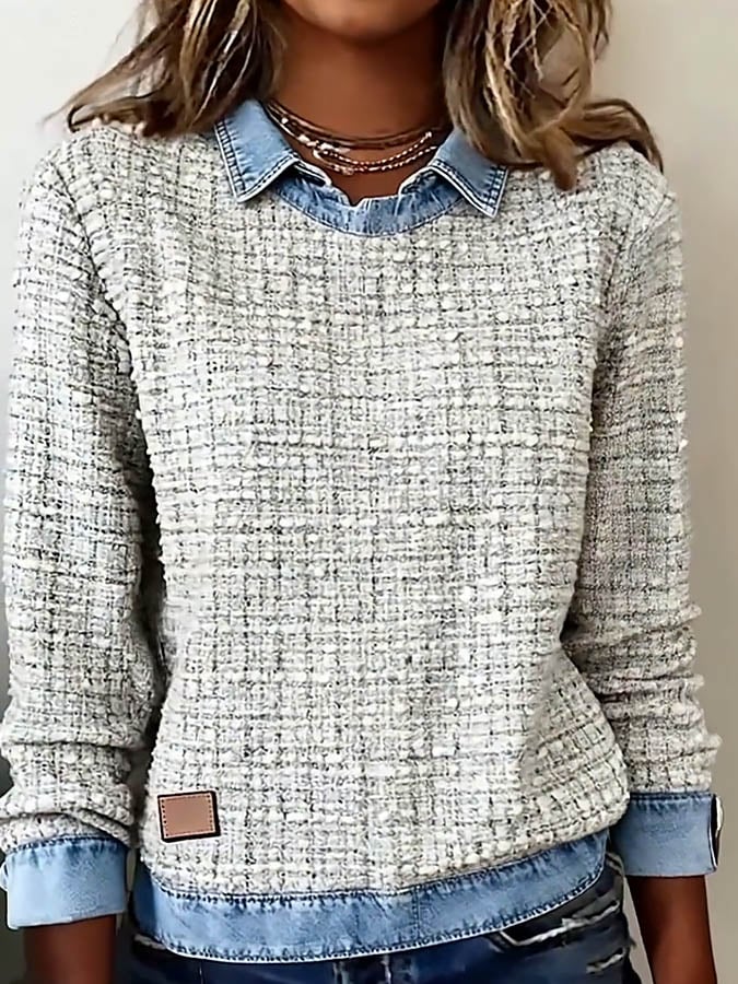 Avenya – Sweat à capuche en patchwork de denim