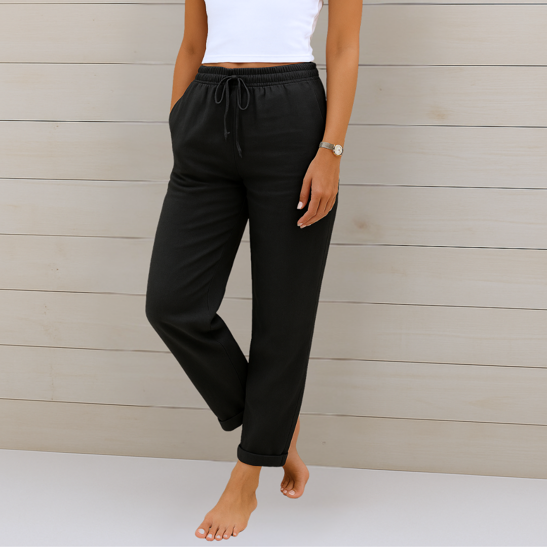 Nivara – Pantalons en lin à taille élastique