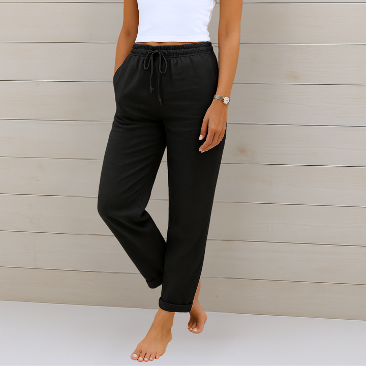 Nivara – Pantalons en lin à taille élastique