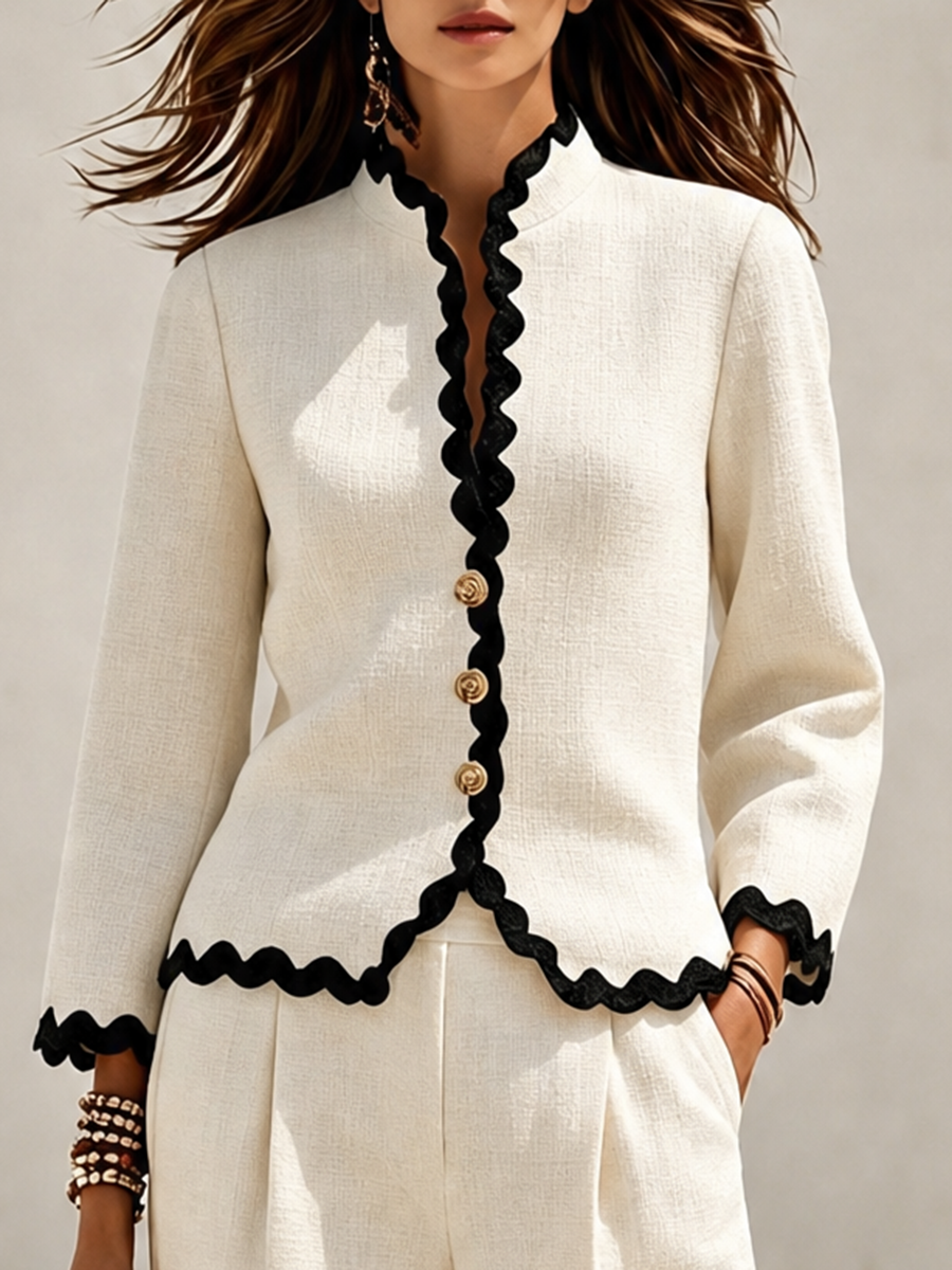 Calira – À bords ondulés, ensemble veste et pantalon