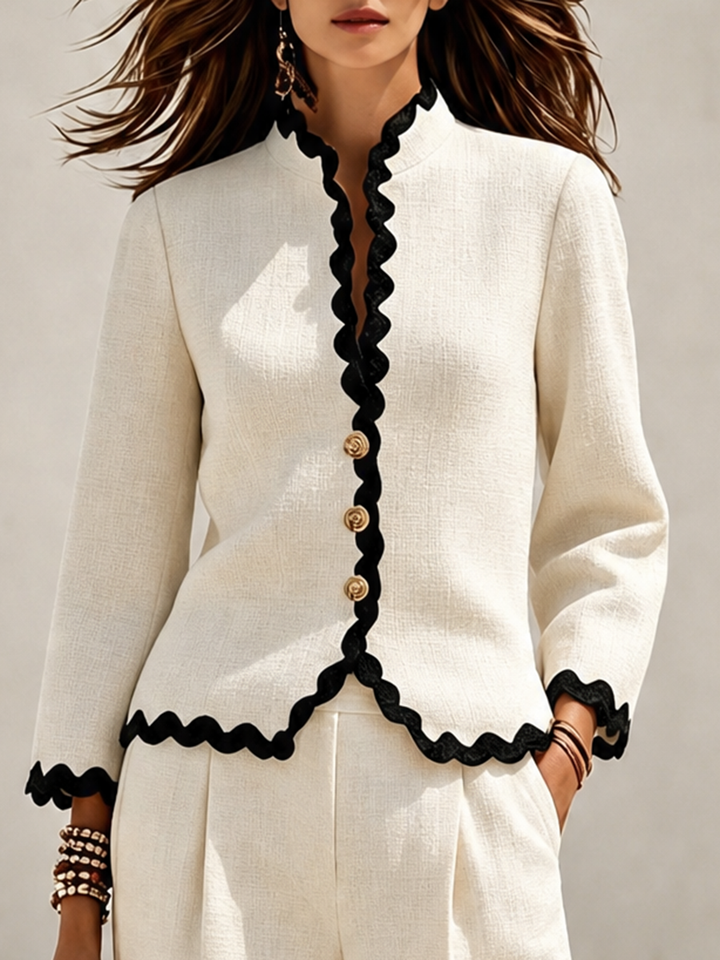 Calira – À bords ondulés, ensemble veste et pantalon