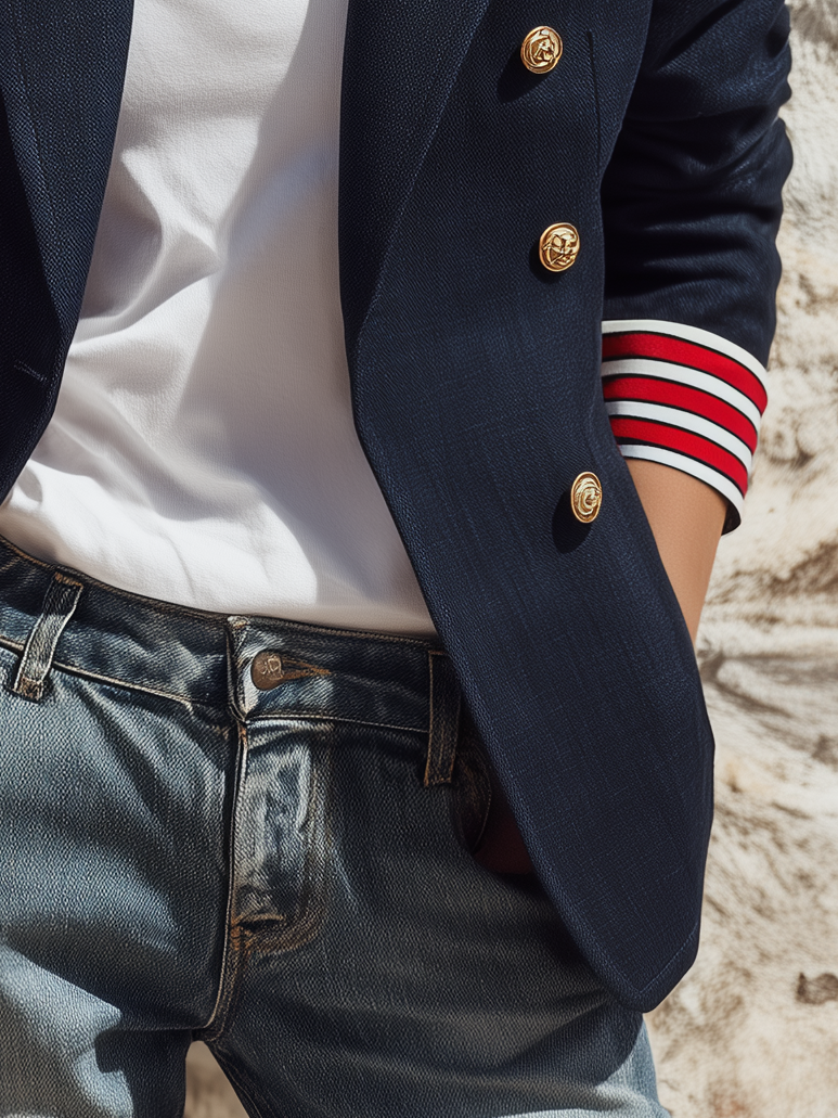 Naleva – blazer à double boutonnage en mélange de coton