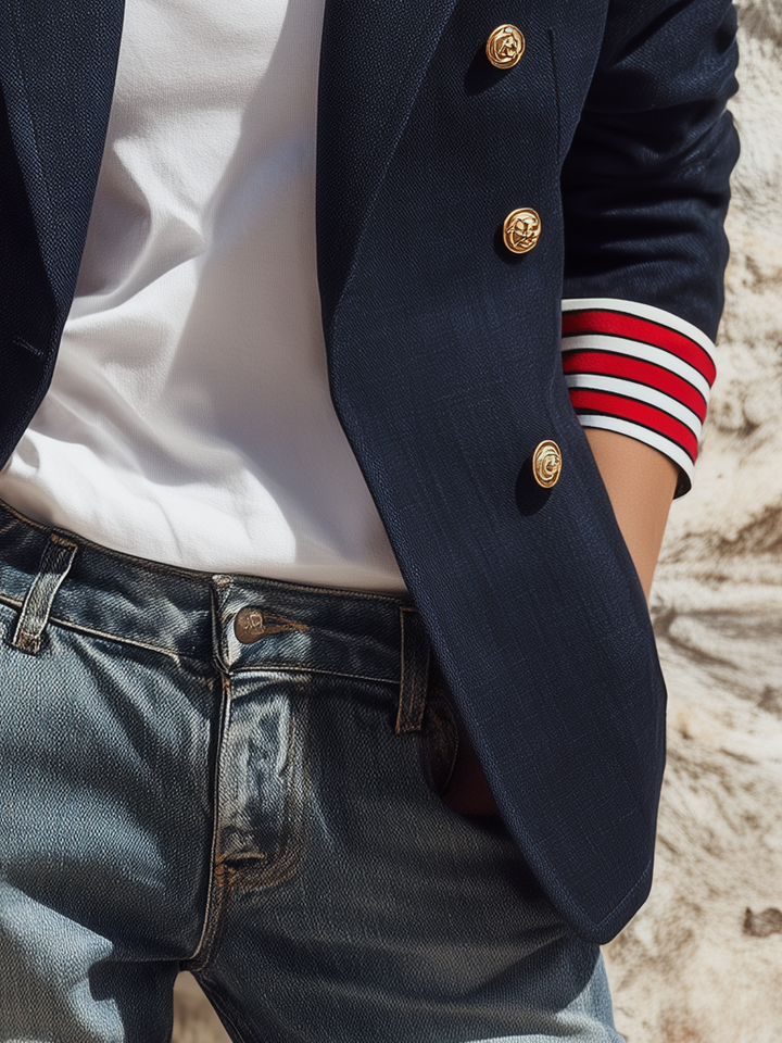 Naleva – blazer à double boutonnage en mélange de coton
