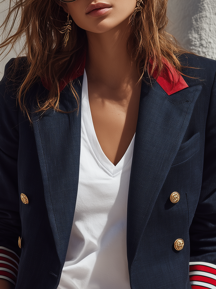 Naleva – blazer à double boutonnage en mélange de coton