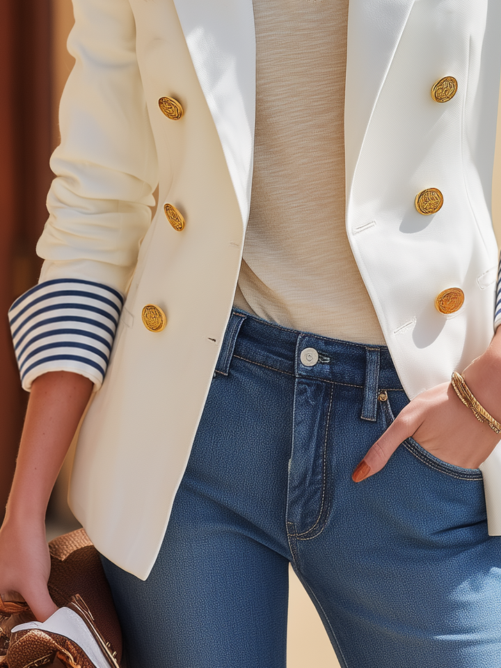Noreva – à poignets rayés contrastés en mélange de coton, blazer