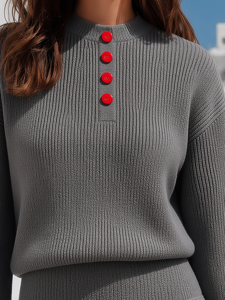 Novine – ensemble de jupe en tricot côtelé à bordures contrastées