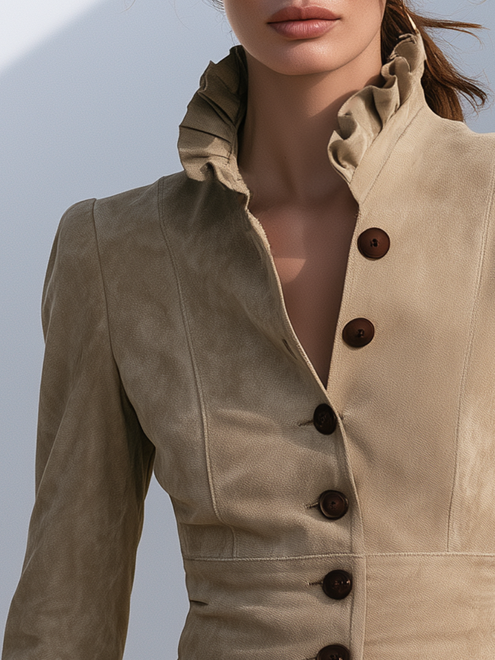 Kestra – Veste en suédine synthétique à volants