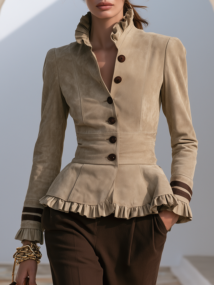 Kestra – Veste en suédine synthétique à volants