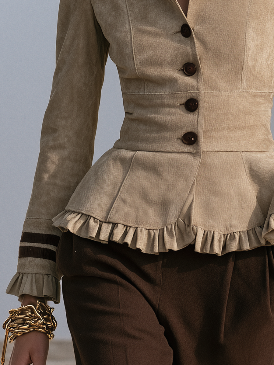 Kestra – Veste en suédine synthétique à volants