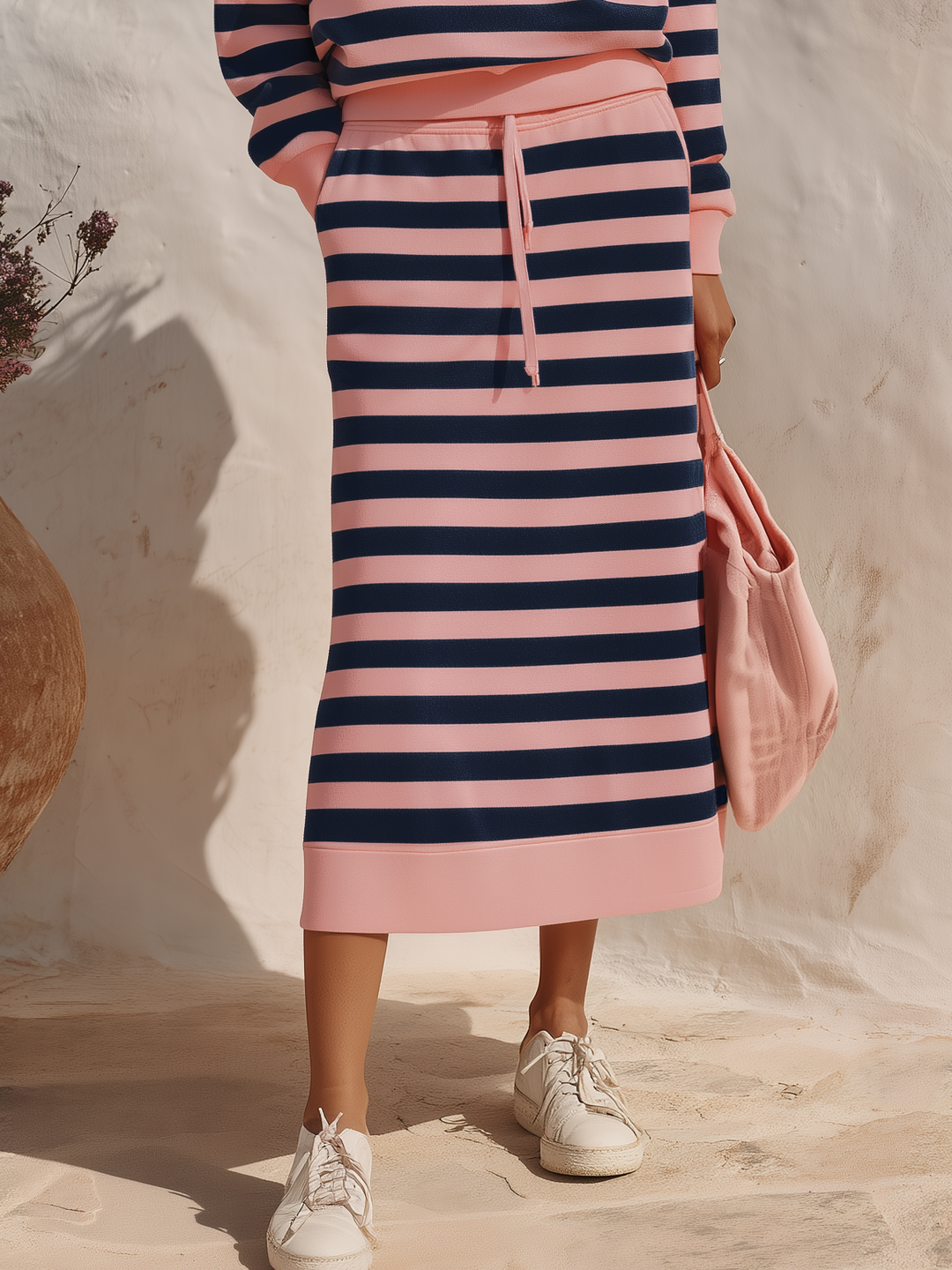 Kivara – Col montant à demi-zip en coton mélangé, ensemble jupe