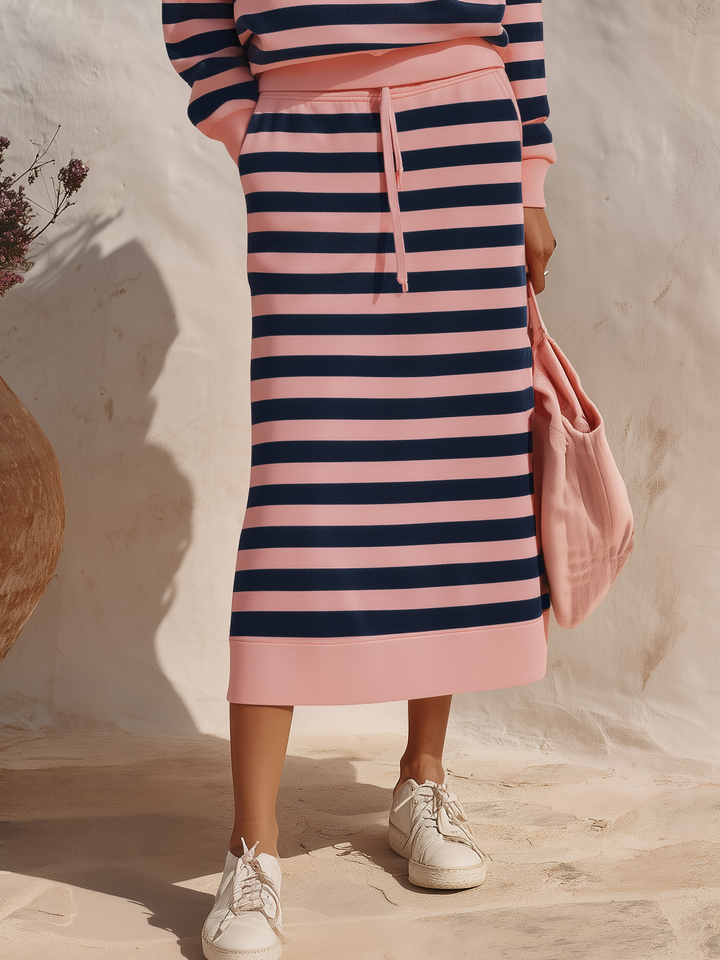 Kivara – Col montant à demi-zip en coton mélangé, ensemble jupe