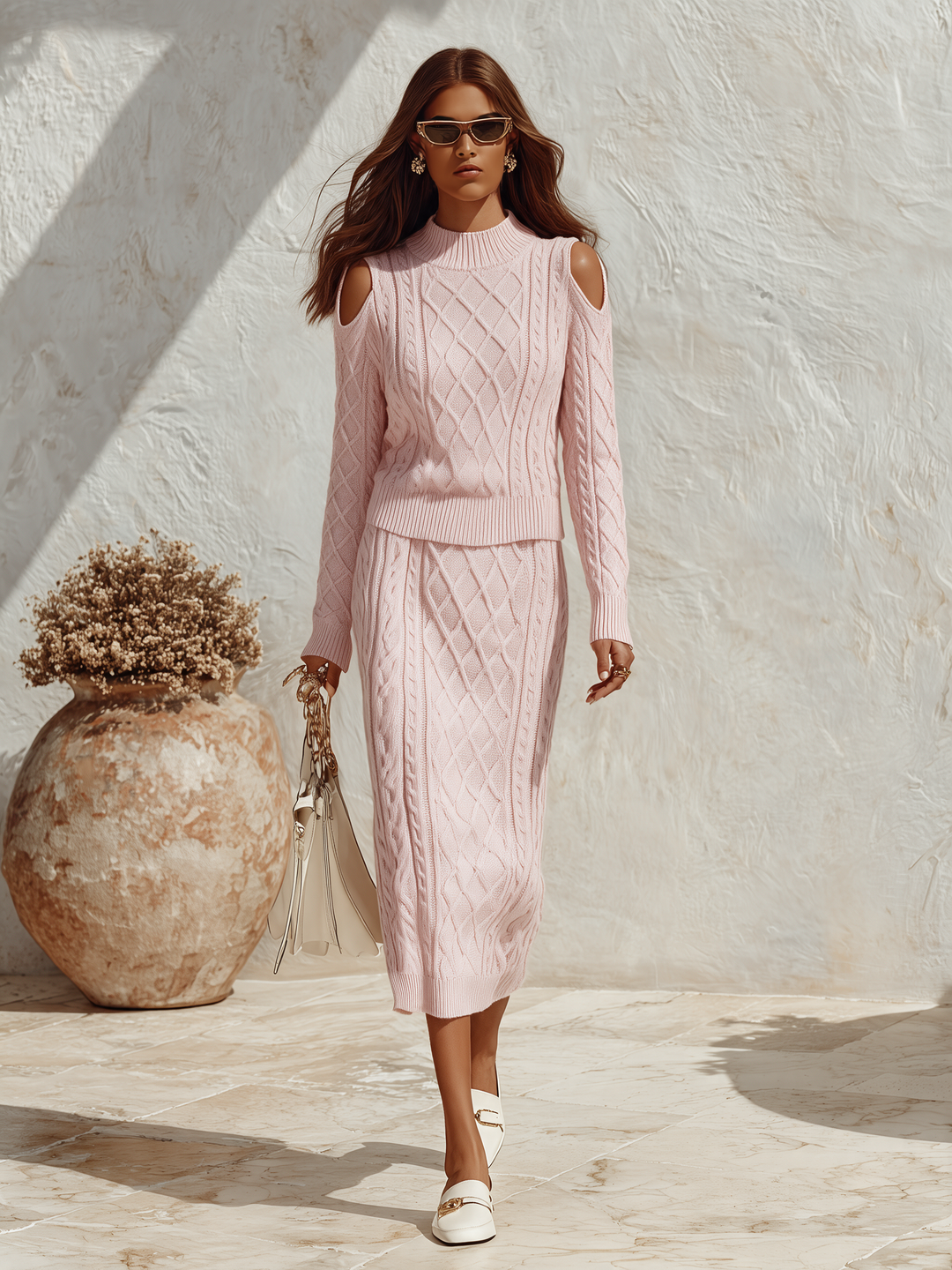 Mireva – À col roulé en maille, ensemble jupe-pull