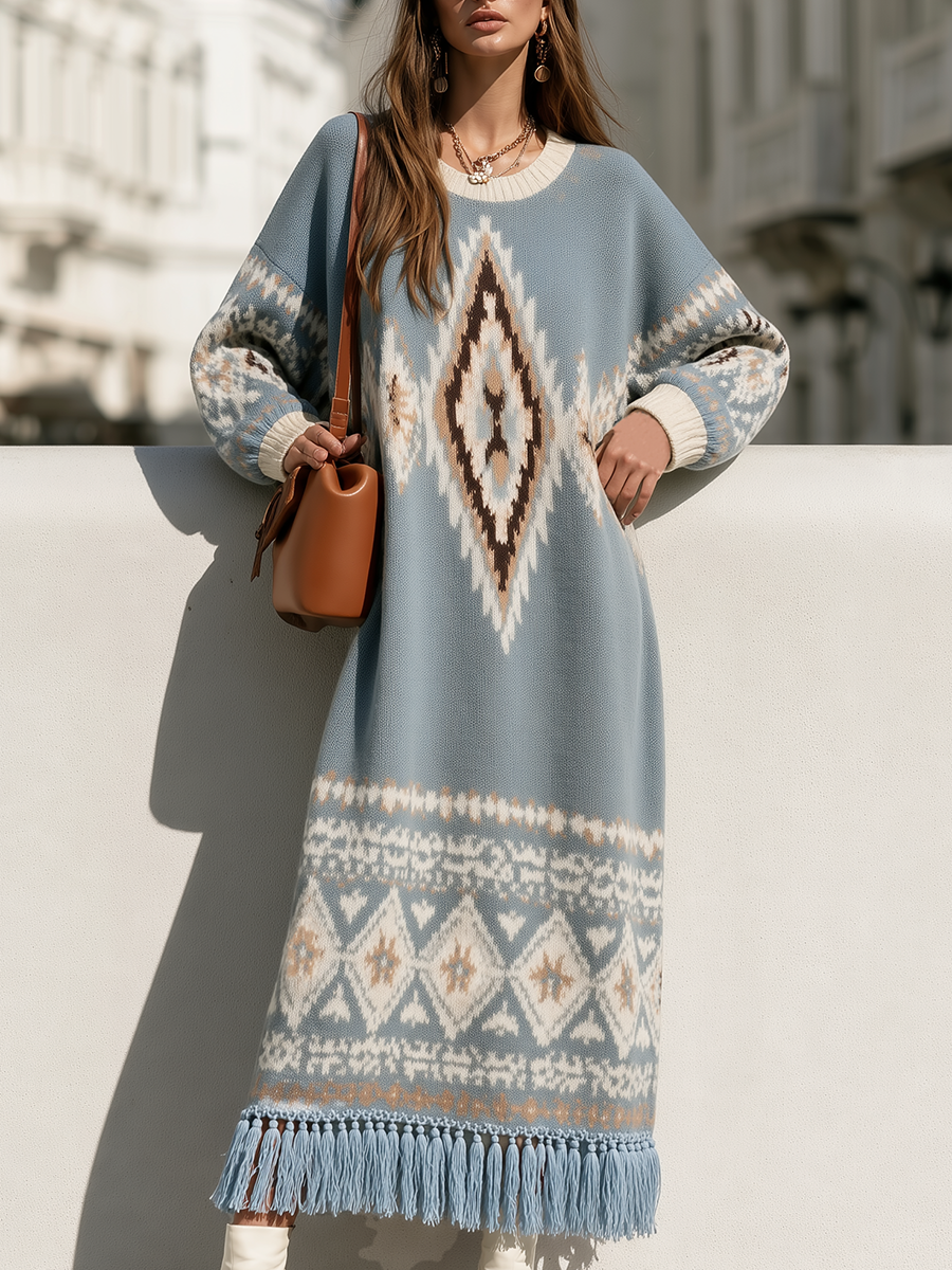Ilyra – robe longue en jacquard à motif Fair Isle
