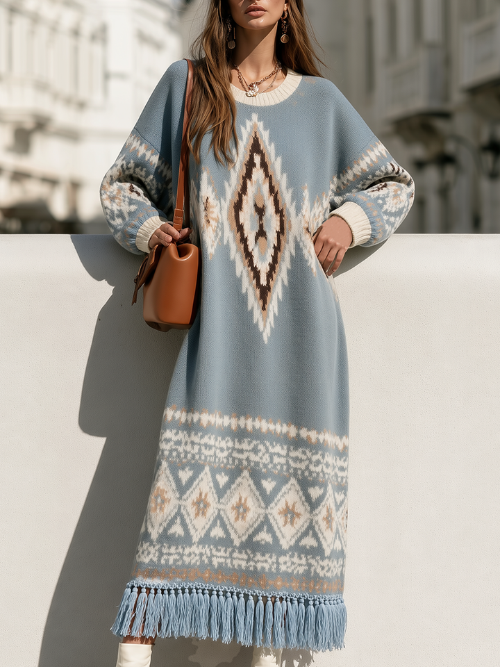 Ilyra – robe longue en jacquard à motif Fair Isle